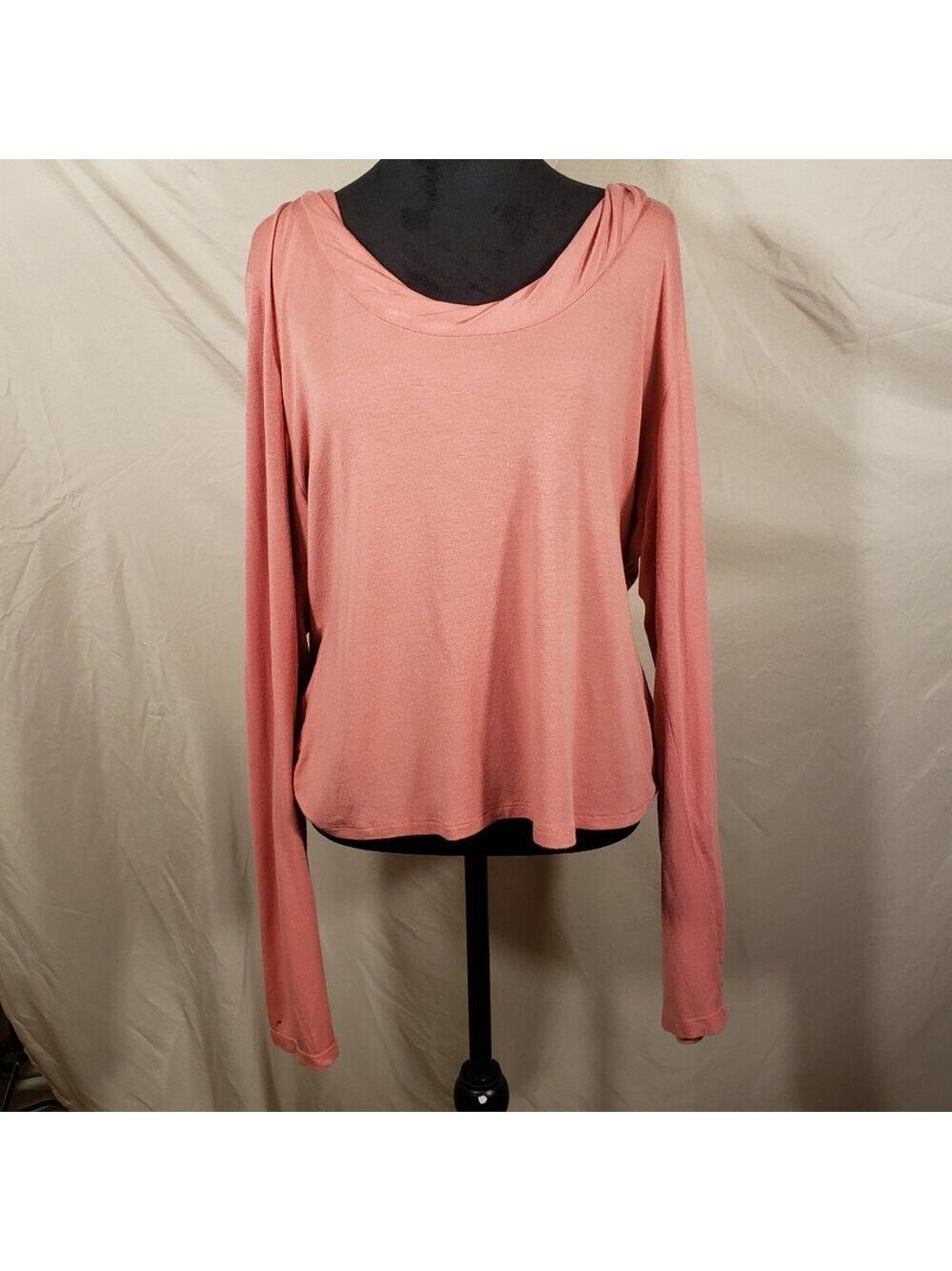 Soft Surroundings Long Sleeve Draped Neck Tee in Dusty Rose